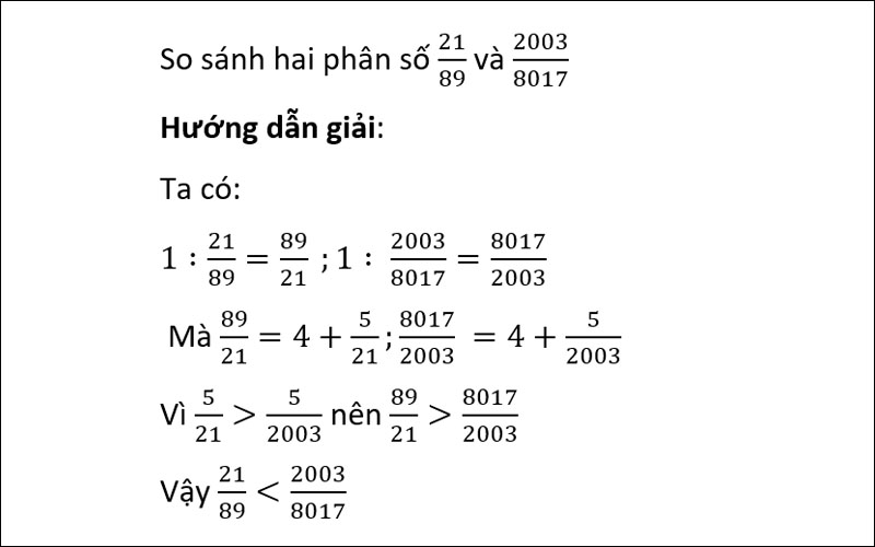 So sánh hai phân số bằng cách đảo ngược phân số
